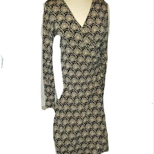 5/35 NEW MAX EDITION WRAP DRESS TAUPE BLACK MEDIUM